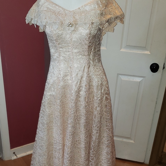 Cachet by Bari Protas lace Prom Dress 1980's - Picture 4 of 16